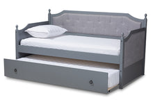 Load image into Gallery viewer, Baxton Studio Mara Classic and Traditional Grey Fabric Upholstered Grey Finished Wood Twin Size Daybed with Trundle