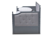 Load image into Gallery viewer, Baxton Studio Mara Classic and Traditional Grey Fabric Upholstered Grey Finished Wood Twin Size Daybed with Trundle