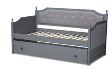 Load image into Gallery viewer, Baxton Studio Mara Classic and Traditional Grey Fabric Upholstered Grey Finished Wood Twin Size Daybed with Trundle
