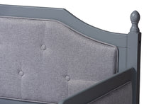 Load image into Gallery viewer, Baxton Studio Mara Classic and Traditional Grey Fabric Upholstered Grey Finished Wood Twin Size Daybed with Trundle