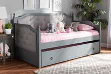 Load image into Gallery viewer, Baxton Studio Mara Classic and Traditional Grey Fabric Upholstered Grey Finished Wood Twin Size Daybed with Trundle