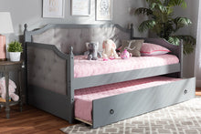Load image into Gallery viewer, Baxton Studio Mara Classic and Traditional Grey Fabric Upholstered Grey Finished Wood Twin Size Daybed with Trundle