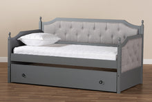 Load image into Gallery viewer, Baxton Studio Mara Classic and Traditional Grey Fabric Upholstered Grey Finished Wood Twin Size Daybed with Trundle
