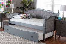 Load image into Gallery viewer, Baxton Studio Marlie Classic and Traditional Grey Fabric Upholstered Grey Finished Wood Twin Size Daybed with Trundle