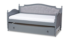 Load image into Gallery viewer, Baxton Studio Marlie Classic and Traditional Grey Fabric Upholstered Grey Finished Wood Twin Size Daybed with Trundle