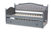 Load image into Gallery viewer, Baxton Studio Marlie Classic and Traditional Grey Fabric Upholstered Grey Finished Wood Twin Size Daybed with Trundle