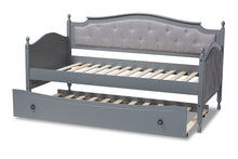 Load image into Gallery viewer, Baxton Studio Marlie Classic and Traditional Grey Fabric Upholstered Grey Finished Wood Twin Size Daybed with Trundle
