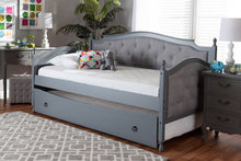 Load image into Gallery viewer, Baxton Studio Marlie Classic and Traditional Grey Fabric Upholstered Grey Finished Wood Twin Size Daybed with Trundle