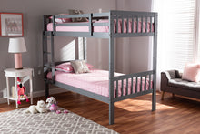 Load image into Gallery viewer, Baxton Studio Jude Modern and Contemporary Grey Finished Wood Twin Size Bunk Bed