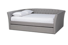 Load image into Gallery viewer, Baxton Studio Delora Modern and Contemporary Light Grey Fabric Upholstered Full Size Daybed with Roll-Out Trundle Bed