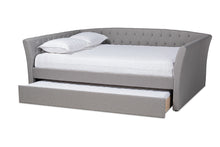 Load image into Gallery viewer, Baxton Studio Delora Modern and Contemporary Light Grey Fabric Upholstered Full Size Daybed with Roll-Out Trundle Bed