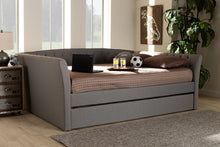 Load image into Gallery viewer, Baxton Studio Delora Modern and Contemporary Light Grey Fabric Upholstered Full Size Daybed with Roll-Out Trundle Bed