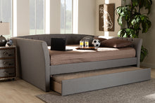 Load image into Gallery viewer, Baxton Studio Delora Modern and Contemporary Light Grey Fabric Upholstered Full Size Daybed with Roll-Out Trundle Bed