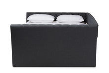 Load image into Gallery viewer, Baxton Studio Delora Modern and Contemporary Dark Grey Fabric Upholstered Full Size Daybed with Roll-Out Trundle Bed