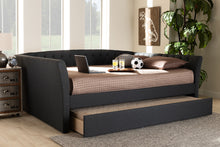 Load image into Gallery viewer, Baxton Studio Delora Modern and Contemporary Dark Grey Fabric Upholstered Full Size Daybed with Roll-Out Trundle Bed