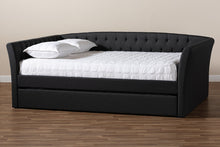 Load image into Gallery viewer, Baxton Studio Delora Modern and Contemporary Dark Grey Fabric Upholstered Full Size Daybed with Roll-Out Trundle Bed