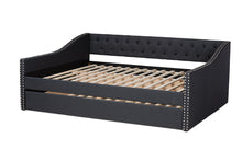 Load image into Gallery viewer, Baxton Studio Haylie Modern and Contemporary Dark Grey Fabric Upholstered Full Size Daybed with Roll-Out Trundle Bed