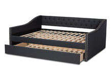 Load image into Gallery viewer, Baxton Studio Haylie Modern and Contemporary Dark Grey Fabric Upholstered Full Size Daybed with Roll-Out Trundle Bed