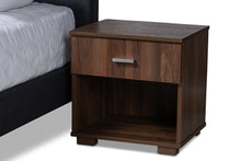 Load image into Gallery viewer, Baxton Studio Maren Mid-Century Modern Dark Grey Fabric Upholstered Queen Size Platform Bed with Two Nightstands