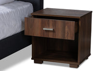 Load image into Gallery viewer, Baxton Studio Maren Mid-Century Modern Dark Grey Fabric Upholstered Queen Size Platform Bed with Two Nightstands