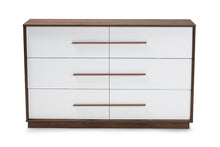 Load image into Gallery viewer, Baxton Studio Mette Mid-Century Modern White and Walnut Finished 6-Drawer Wood Dresser