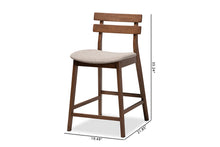 Load image into Gallery viewer, Baxton Studio Larine Modern and Contemporary Light Grey Fabric Upholstered Walnut Finished 2-Piece Wood Counter Stool Set