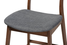 Load image into Gallery viewer, Baxton Studio Larine Modern and Contemporary Dark Grey Fabric Upholstered Walnut Finished 2-Piece Wood Counter Stool Set