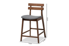 Load image into Gallery viewer, Baxton Studio Larine Modern and Contemporary Dark Grey Fabric Upholstered Walnut Finished 2-Piece Wood Counter Stool Set