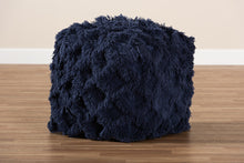 Load image into Gallery viewer, Baxton Studio Asuka Moroccan Inspired Navy Handwoven Cotton Fringe Pouf Ottoman