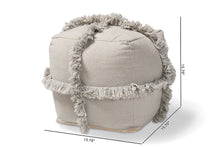Load image into Gallery viewer, Baxton Studio Alfro Moroccan Inspired Grey Handwoven Cotton Fringe Pouf Ottoman