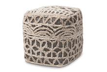 Load image into Gallery viewer, Baxton Studio Avery Moroccan Inspired Beige and Brown Handwoven Cotton Pouf Ottoman