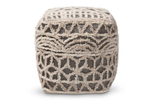 Load image into Gallery viewer, Baxton Studio Avery Moroccan Inspired Beige and Brown Handwoven Cotton Pouf Ottoman