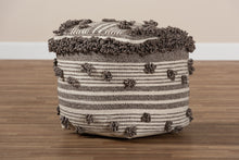 Load image into Gallery viewer, Baxton Studio Eligah Moroccan Inspired Ivory and Brown Handwoven Wool Pouf Ottoman