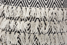 Load image into Gallery viewer, Baxton Studio Alain Moroccan Inspired Black and Ivory Handwoven Wool Tassel Pouf Ottoman