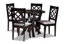 Load image into Gallery viewer, Baxton Studio Adina Modern and Contemporary Grey Fabric Upholstered and Dark Brown Finished Wood 5-Piece Dining Set