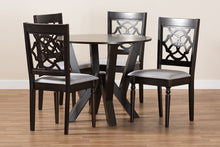 Load image into Gallery viewer, Baxton Studio Alma Modern and Contemporary Grey Fabric Upholstered and Dark Brown Finished Wood 5-Piece Dining Set