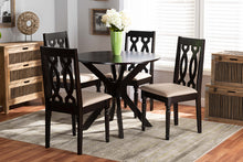 Load image into Gallery viewer, Baxton Studio Callie Modern and Contemporary Sand Fabric Upholstered and Dark Brown Finished Wood 5-Piece Dining Set