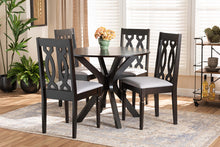 Load image into Gallery viewer, Baxton Studio Callie Modern and Contemporary Grey Fabric Upholstered and Dark Brown Finished Wood 5-Piece Dining Set