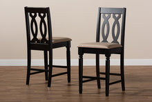 Load image into Gallery viewer, Baxton Studio Darcie Modern and Contemporary Sand Fabric Upholstered Espresso Brown Finished 2-Piece Wood Counter Stool Set of 4