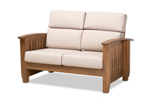 Load image into Gallery viewer, Baxton Studio Charlotte Modern Classic Mission Style Taupe Fabric Upholstered Walnut Brown Finished Wood 2-Seater Loveseat