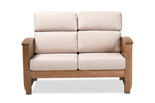 Load image into Gallery viewer, Baxton Studio Charlotte Modern Classic Mission Style Taupe Fabric Upholstered Walnut Brown Finished Wood 2-Seater Loveseat