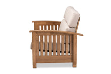 Load image into Gallery viewer, Baxton Studio Charlotte Modern Classic Mission Style Taupe Fabric Upholstered Walnut Brown Finished Wood 2-Seater Loveseat
