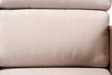 Load image into Gallery viewer, Baxton Studio Charlotte Modern Classic Mission Style Taupe Fabric Upholstered Walnut Brown Finished Wood 2-Seater Loveseat