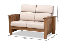 Load image into Gallery viewer, Baxton Studio Charlotte Modern Classic Mission Style Taupe Fabric Upholstered Walnut Brown Finished Wood 2-Seater Loveseat