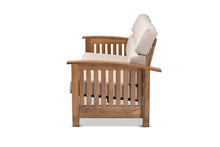 Load image into Gallery viewer, Baxton Studio Charlotte Modern Classic Mission Style Taupe Fabric Upholstered Walnut Brown Finished Wood 3-Seater Sofa