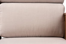 Load image into Gallery viewer, Baxton Studio Charlotte Modern Classic Mission Style Taupe Fabric Upholstered Walnut Brown Finished Wood 3-Seater Sofa