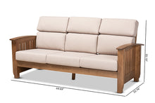 Load image into Gallery viewer, Baxton Studio Charlotte Modern Classic Mission Style Taupe Fabric Upholstered Walnut Brown Finished Wood 3-Seater Sofa