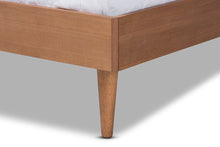 Load image into Gallery viewer, Baxton Studio Rina Mid-Century Modern Ash Wanut Finished Wood and Synthetic Rattan King Size Platform Bed with Wrap-Around Headboard