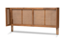 Load image into Gallery viewer, Baxton Studio Rina Mid-Century Modern Ash Wanut Finished Wood and Synthetic Rattan King Size Wrap-Around Headboard