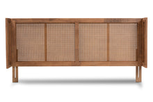 Load image into Gallery viewer, Baxton Studio Rina Mid-Century Modern Ash Wanut Finished Wood and Synthetic Rattan King Size Wrap-Around Headboard